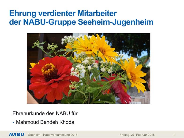 NABU-Ehrenurkunde für Mahmoud Bandeh Khoda